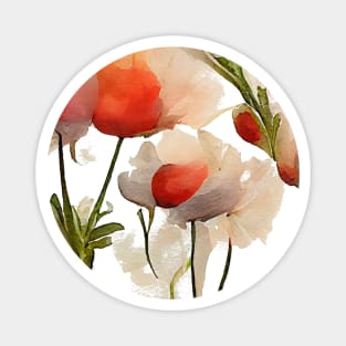 Red poppies watercolor painting #1 Magnet